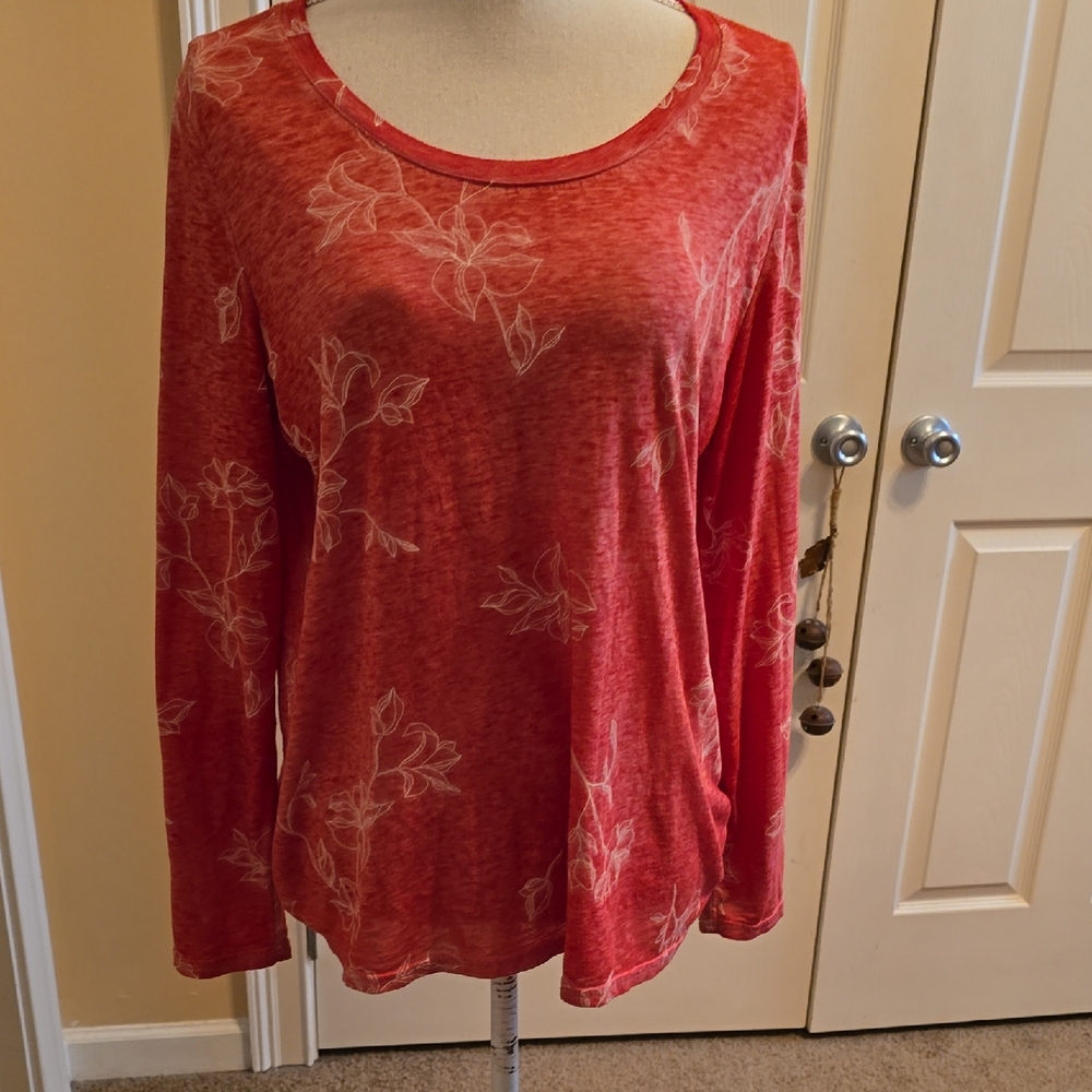 C&C California Coral Floral Long Sleeve Top